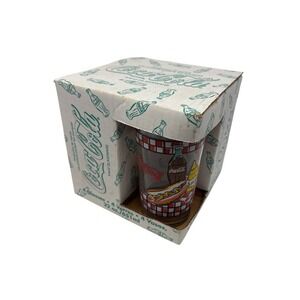 Vintage 1997 Coca-Cola 22oz Drinking Glasses Set of 4 Diner Burger Hot Dog Box